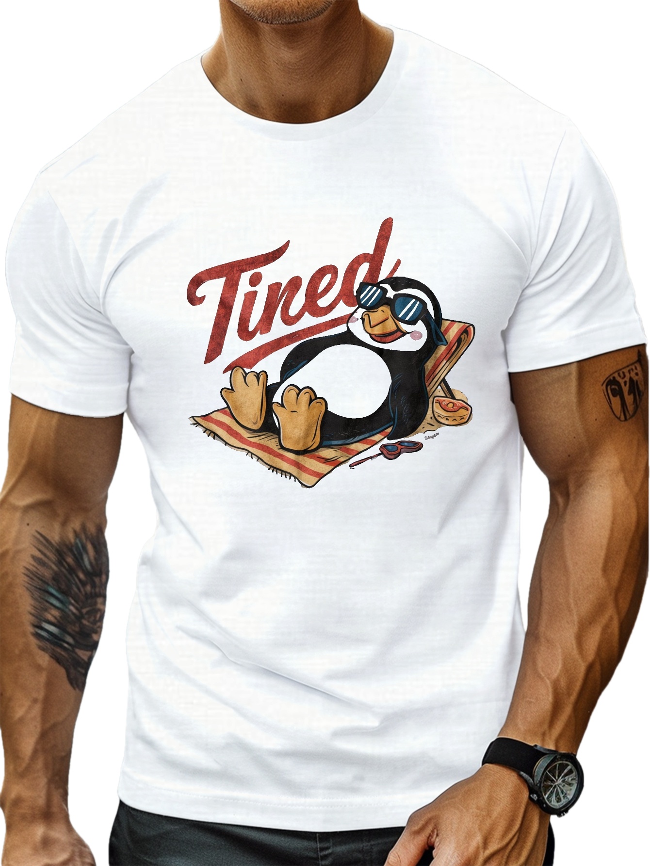 plus size mens summer t shirt hot sleepy penguin summer graphic print short sleeve tees trend casual tops for daily life big tall guys details 20