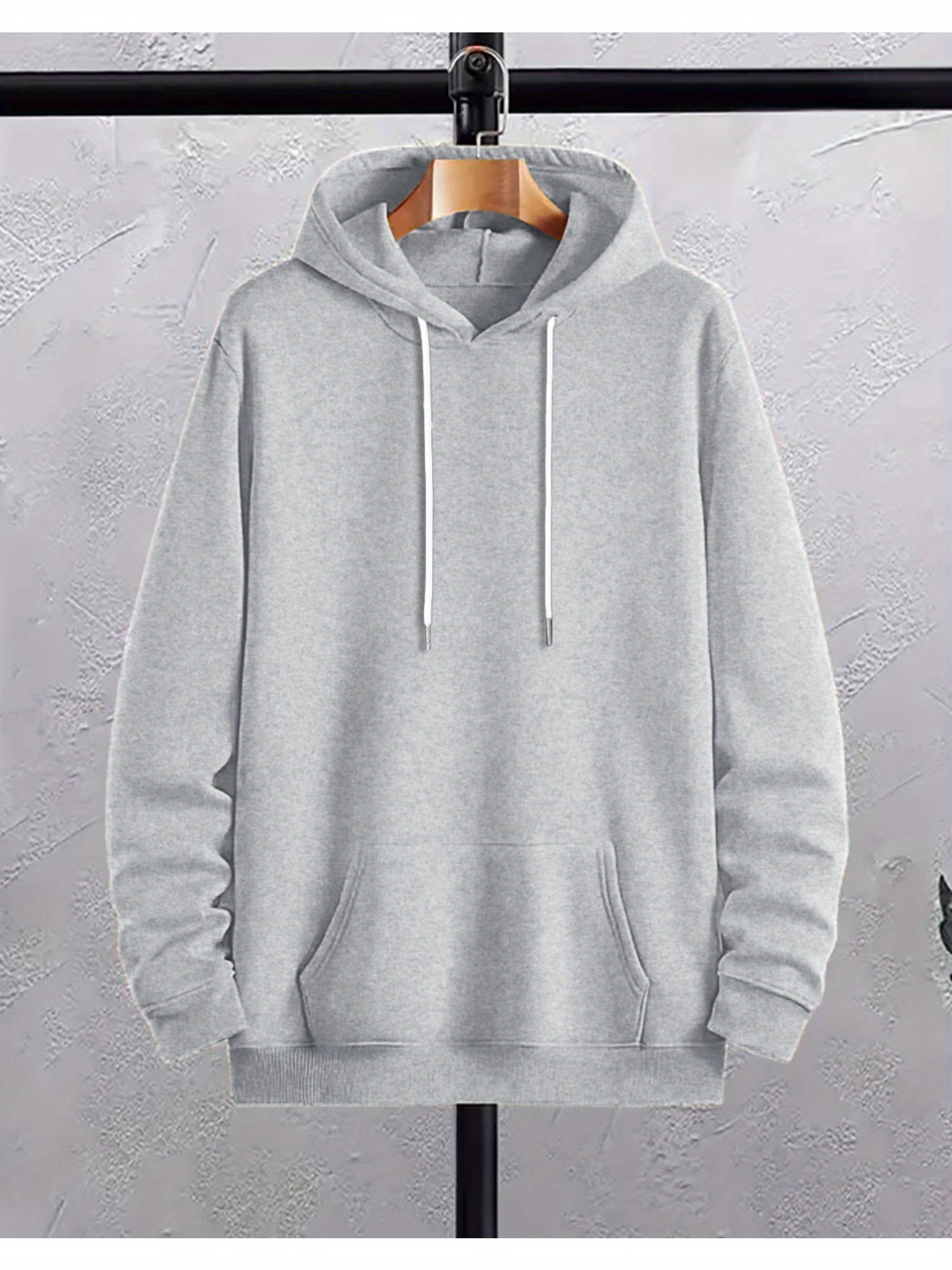 mens casual plus size graphic pullover hoodie in solid color soft and trendy for spring autumn wear street style details 12
