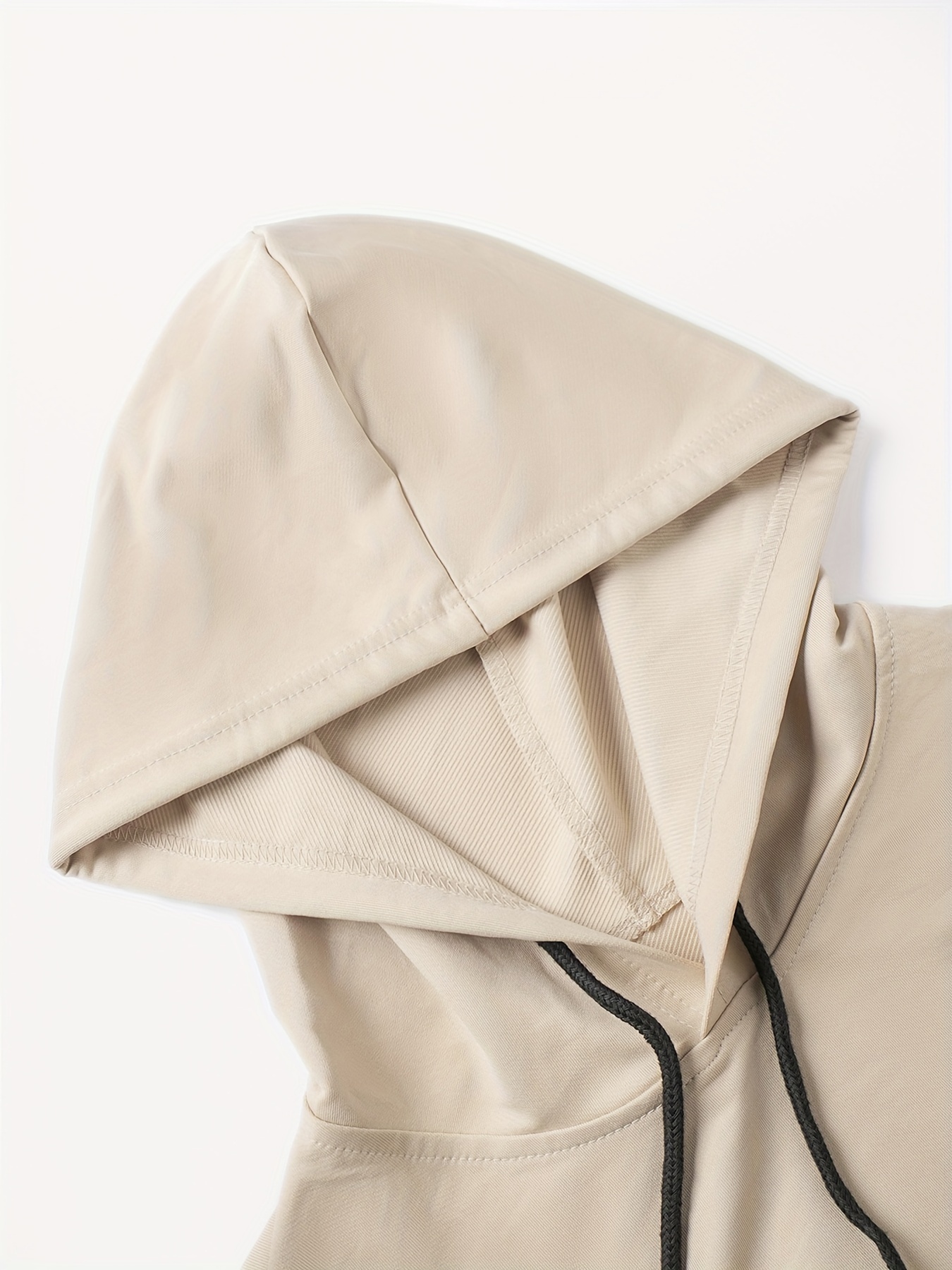 plus size solid color hoodie casual medium stretch hooded sweatshirt with kangaroo pocket mens clothing details 7