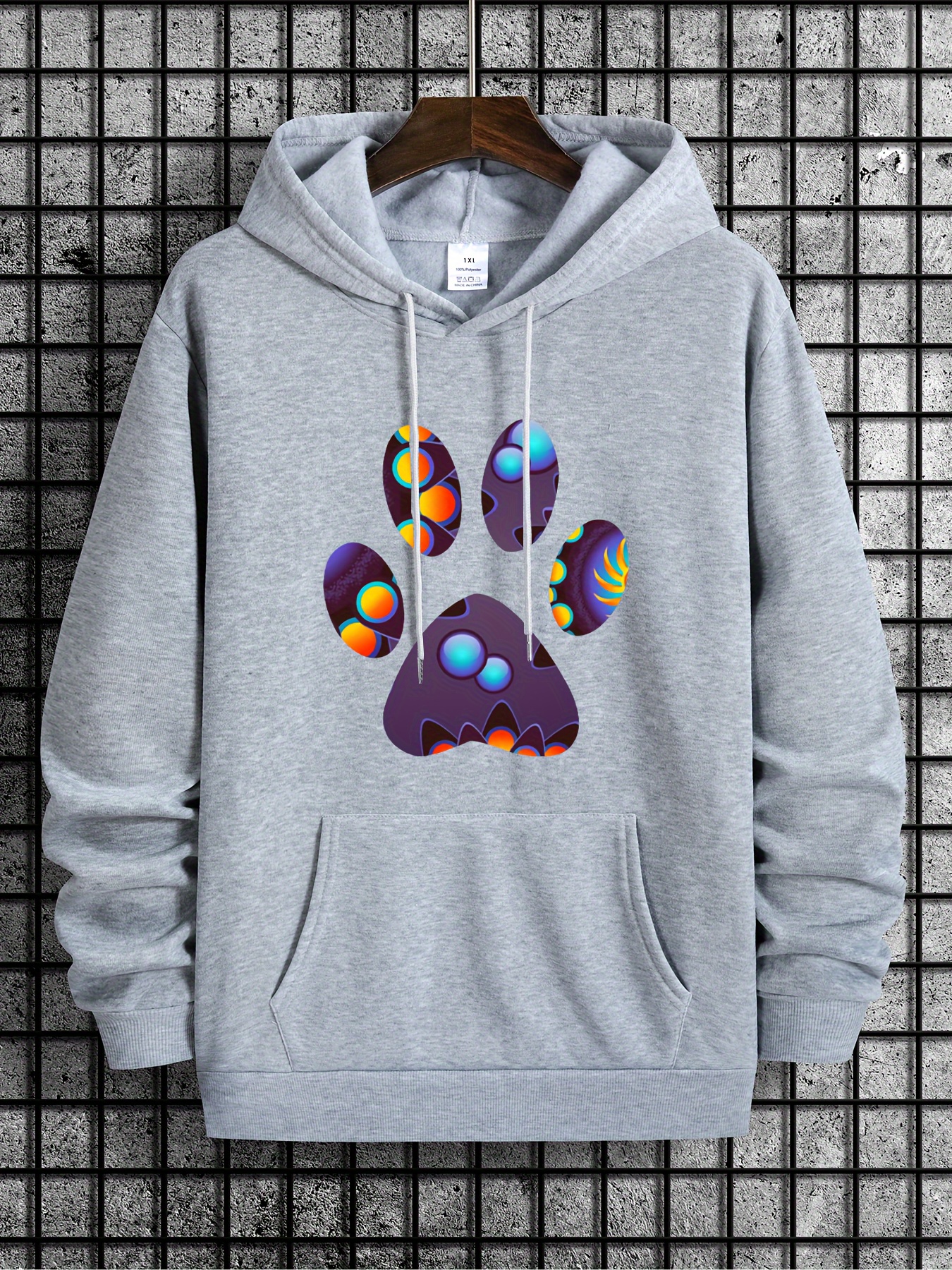 plus size mens anime paw print hooded sweatshirt fashion casual hoodies for fall winter mens clothing halloween details 48