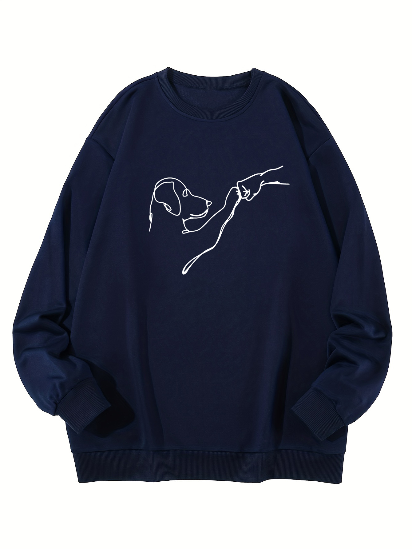 plus size mens stylish loose dog pattern sweatshirt casual breathable crew neck long sleeve top for city walk street hanging outdoor activities mens clothing details 2