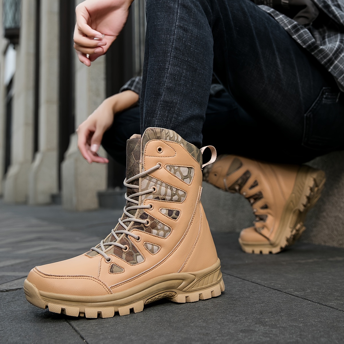 Spring And Autumn New High Tube Boots Outdoor Hiking And Mountaineering Boots Today s Best Daily Deals Temu details 0