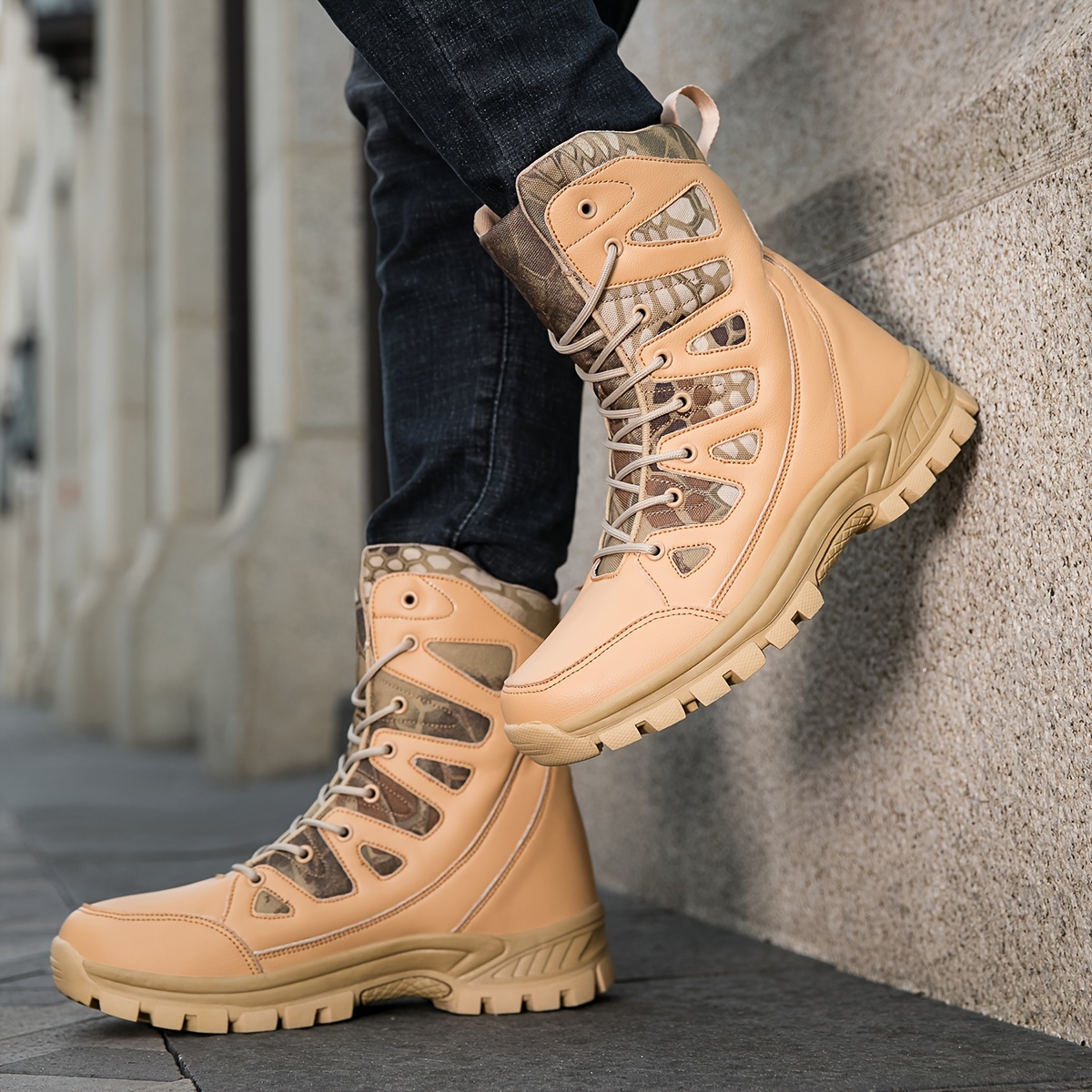 Spring And Autumn New High Tube Boots Outdoor Hiking And Mountaineering Boots Today s Best Daily Deals Temu details 8