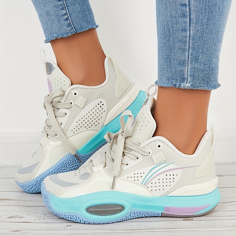 comfortable womens basketball shoes with non slip sole air cushion and shock absorption high top sneakers for sports and casual wear details 4