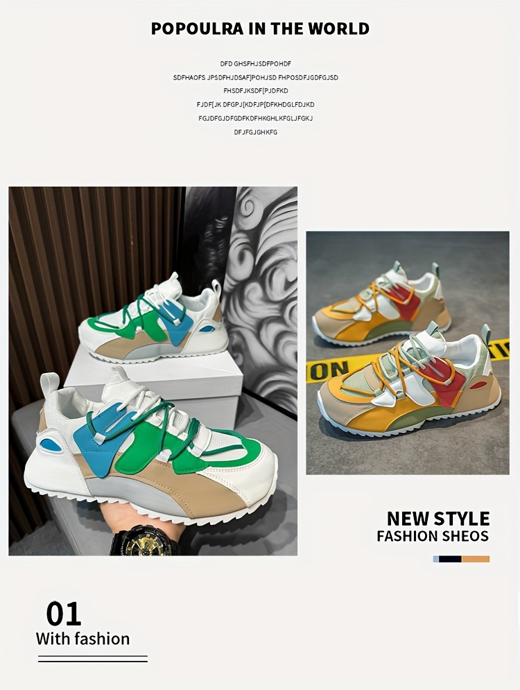 Mens Trendy Low Top Sports And Leisure Dad Shoes Student Thick Soled Bread Shoes Trendy Shoes Shop The Latest Trends Temu details 1
