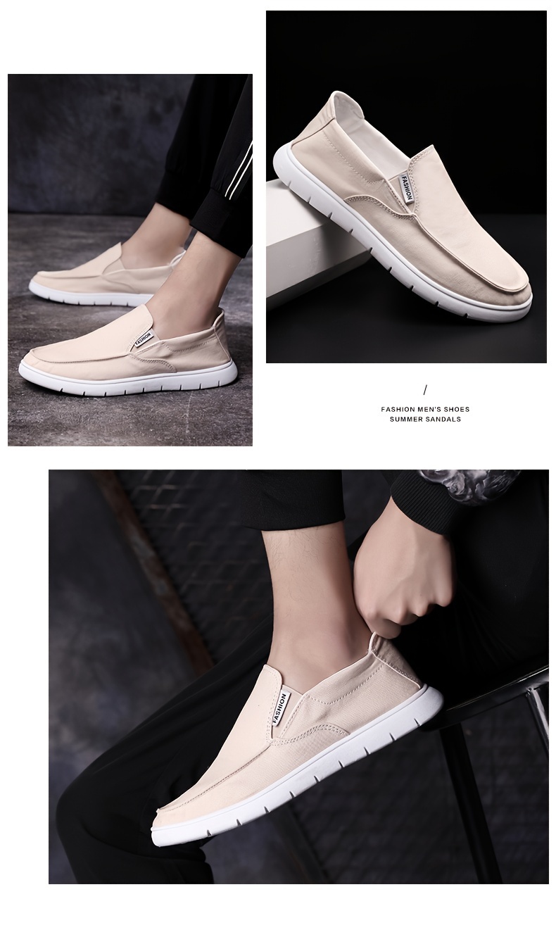 Mens Slip On Canvas Sneakers Casual No Tie Loafers With Soft Sole For Spring Summer Men s Shoes Temu details 1